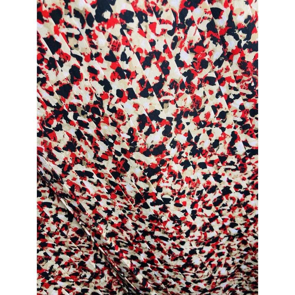 LOFT Shift Dress Size 0 Red Black Sleeveless Short Pleated All Over Classic - Picture 6 of 6